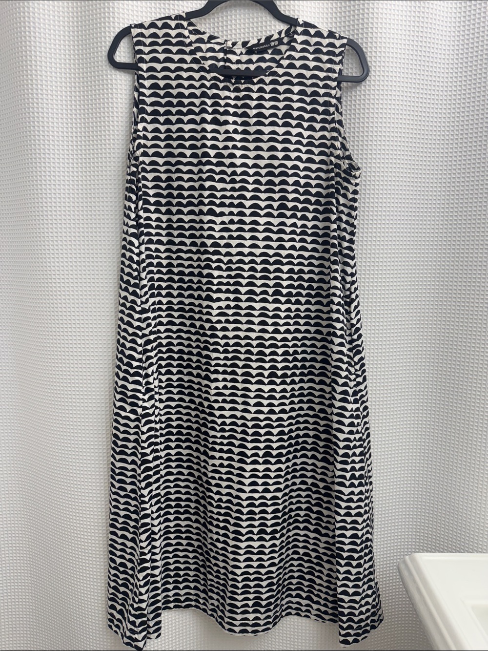 Marimekko Sleeveless Black & White Patterned A-Line Dress